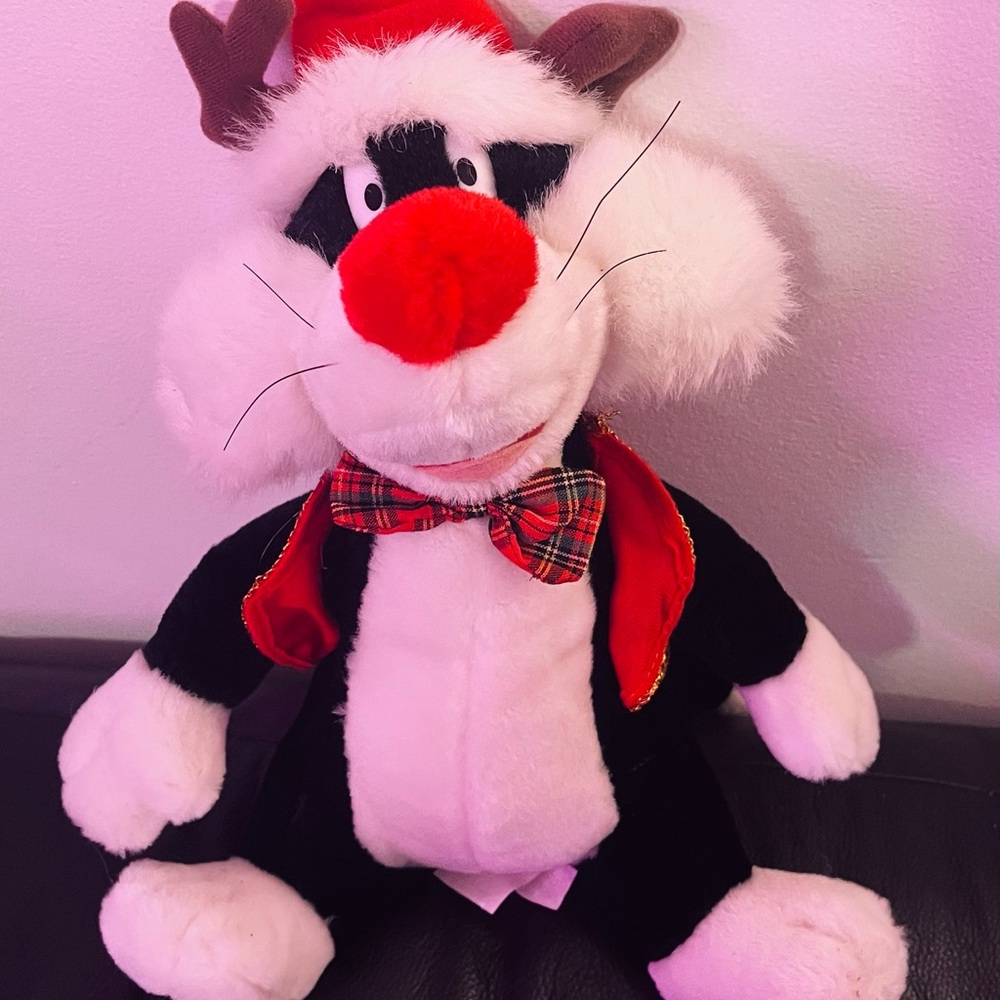 1998 Vintage Looney Tunes Sylvester the Christmas Cat 12” Plush